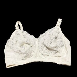 Wacoal 85219 Ivory Wire Free Semi Sheer Bra Bow & Bead Accent Preowned